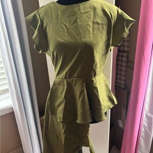 Elegant Olive Ruffle Blouse
